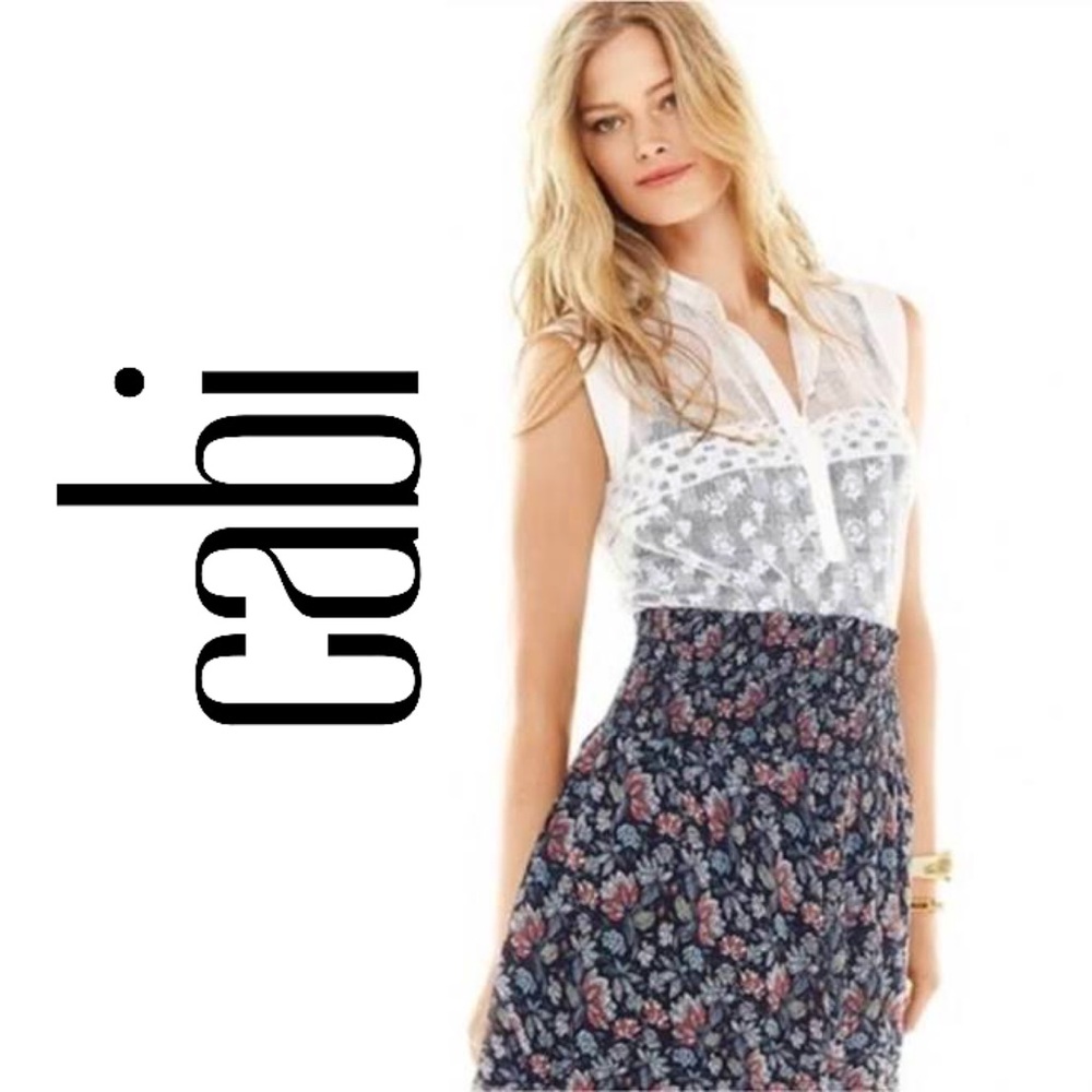 ✨ cabi white lace prudence top EUC